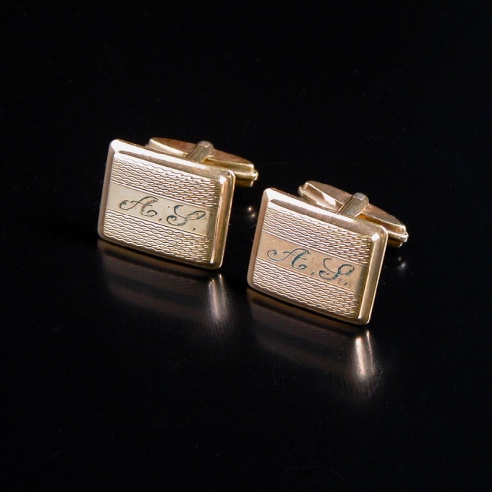 Vtg Forstner Quality Cufflinks Gold Initial A.P.